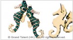 Green Seahorse Crystal Stud Earrings