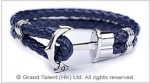 Men's Style Navy blue Double Woven Leather Bracelet