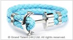Men's Style Sky blue Double Woven Leather Bracelet