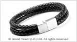 Men's Style Black Double Woven Leather Bracelet