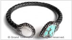 Turquoise and Pearl Leather Bangle