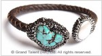 Turquoise and Pearl Leather Bangle