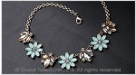 Aqua Blue Crystal Flower Chain Necklace