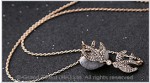Double Swallow Crystal Charm Chain Necklace