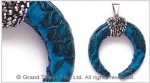 Navy Blue Genuine Snakeskin Horn Pendant