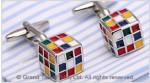 Rubik's Cube Enamel Brass Designer Cufflinks