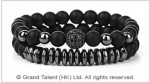 Matte Black Crystal Grey-Plated Hematite Bracelet