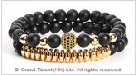 Matte Black Crystal Gold-Plated Hematite Bracelet