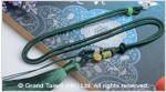 Dark Green Chinese Knotted String Cord Tassel Necklace with Jade Beads