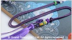 Purple Chinese Knotted String Cord Tassel Necklace with Jade Beads
