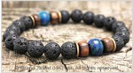 Men's Style Natural Lava Lapis Bracelet