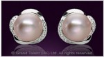 Mauve Freshwater Pearl CZ Sterling Silver Pin Earrings