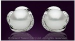 White Freshwater Pearl CZ Sterling Silver Pin Earrings