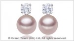 Mauve Freshwater Pearl CZ Sterling Silver Pin Earrings