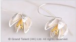 Silver Lotus Long Hook Earrings