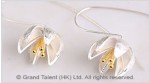 Silver Lotus Long Hook Earrings
